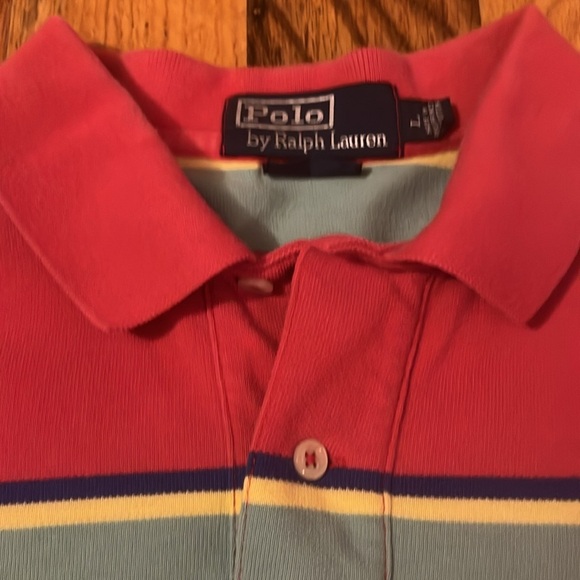 Vintage y2k polo Ralph Lauren striped pique sz large - Picture 4 of 4